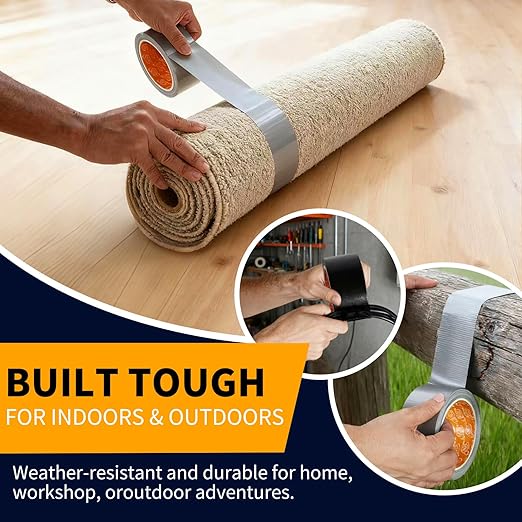 YONGJIN Silver Duct Tape Waterproof - 2 Pack Tear by Hand, No Residue, Multi-Purpose Duct Tape Bulk for Indoor Outdoor Repairs, DIY, Packaging, and Crafts, 2 Inch x 40 Yards Total