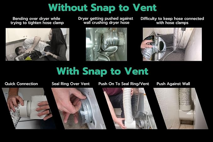 DIY Dryer Vent Connector Kit - Space Saving, Toolless Design with Airtight Seal - STV-90 by Ziggurat Products