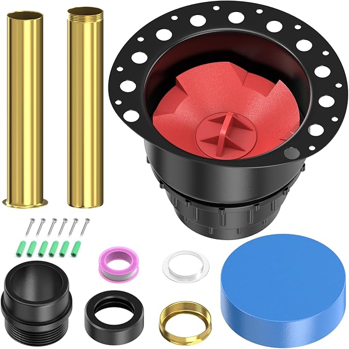 ABS Freestanding Tub Drain Rough-in Kit, Bathtub Drian Kit with ABS Plastic Adapter and Brass Tail Pipes, Compatible with Freestanding Bathtubs, Floor Mounted Bathtubs and Island Bathtubs
