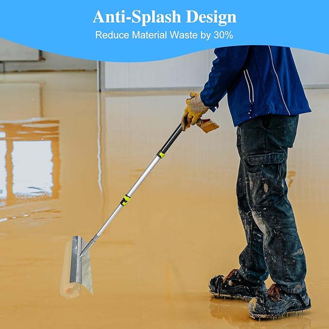 Self-Leveling Floor Tool Kit with Spiked Roller, Epoxy Floor Tools, Paint Roller, Epoxy Shoes Spikes for Concrete and Cement Flooring, 4-Piece Set (Large defoamer)