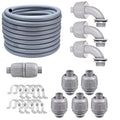 50FT NPT 1/2 Inch Liquid Tight Connector Non-Metallic PVC Electrical Flexible Conduit Fittings, UL Listed - with 5 Straight, 3 Curved and 1 Double-Port Connector