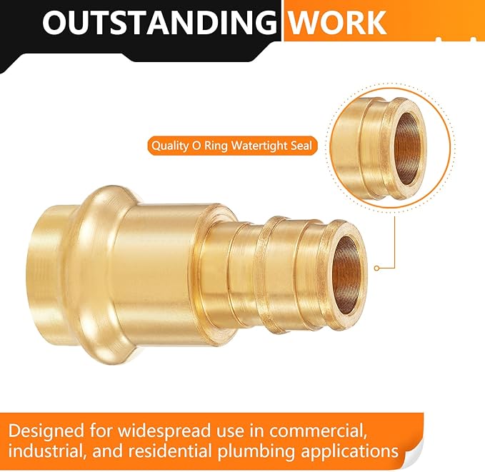 50-Pack HeSun Copper Press Fitting Adapter,3/4" PRESS X 3/4" PEX-A Expansion F1960 Coupling, LF Brass(PEX1960185-50)