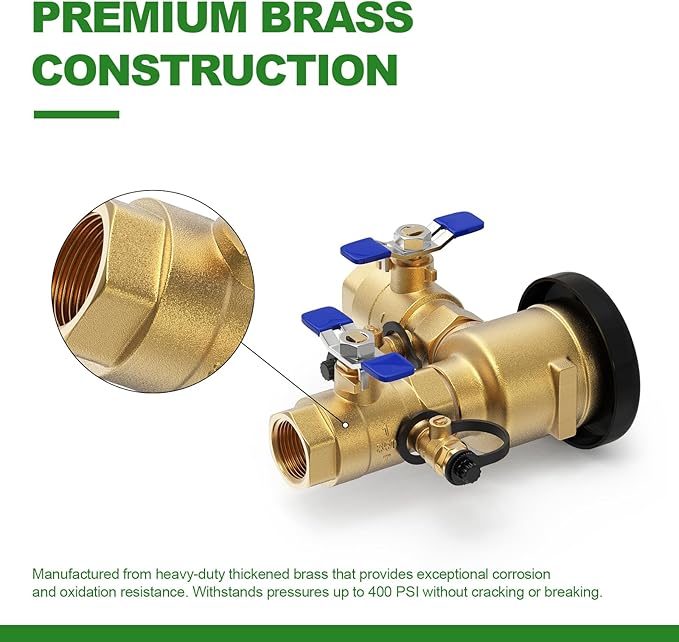 TAISHER 1" Heavy-Duty Brass Pressure Vacuum Breaker - 400 PSI Max Backflow Prevention Valve for 720A Irrigation Systems & Commercial Water Supply, Anti-Siphon Protection