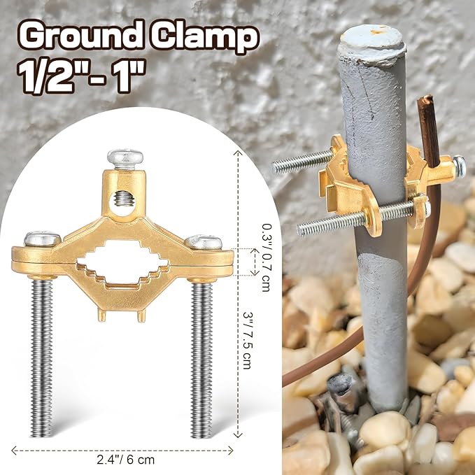 Feekoon 3 Pcs Ground Clamp 1/2-1 Conduit Fitting, Copper Alloy Wire Clamp Conduit Fitting, for Bonding Ground Wire to Water Pipe or Steel