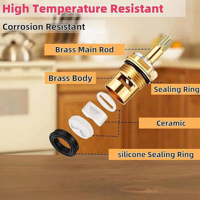 994053-0070A Replacement Cartridge For American Standard Faucets - Compatible with 994053-0070A & 994053-0070A/H - Hot & Cold Brass Valve Stem (4Z-24H) - Bath & Kitchen Faucet Repair Kit 2 Pack