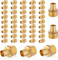 (50-Pack) PEX Fittings, Pex 1"x1" Male Threaded NPT Adapter, Brass Crimp Fittings, for PEX Tubing Pipe Plumbing, ASTM F1807(PEX1807278-50Pack)