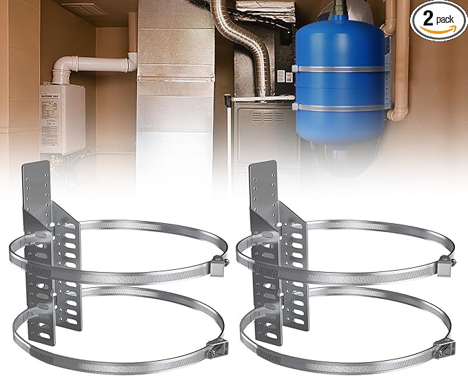 Expansion Tank Brackets, Thermal Expansion Tank Wall Mounting Bracket with 2 Hot Water Heater Support Stainless Steel Strap for 1-5 Gallon Tank, 5lb Propane Tank Holder for RV -2 Set