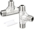 TAISHER 2PCS 304 Stainless Steel Tee Pipe Fittings, 1/4" x 1/4" x 1/4" NPT Male Pipe Fittings