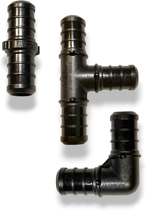 PEX 60 Pack 1/2" Tees, Couplings and Elbows, Poly PPSU Crimp Pex Fittings (F2159) With Elbows (20 PCS), Tees (20 PCS) and Straight Couplings (20 PCS), Fittings Combo for Whole House Plumbing Array