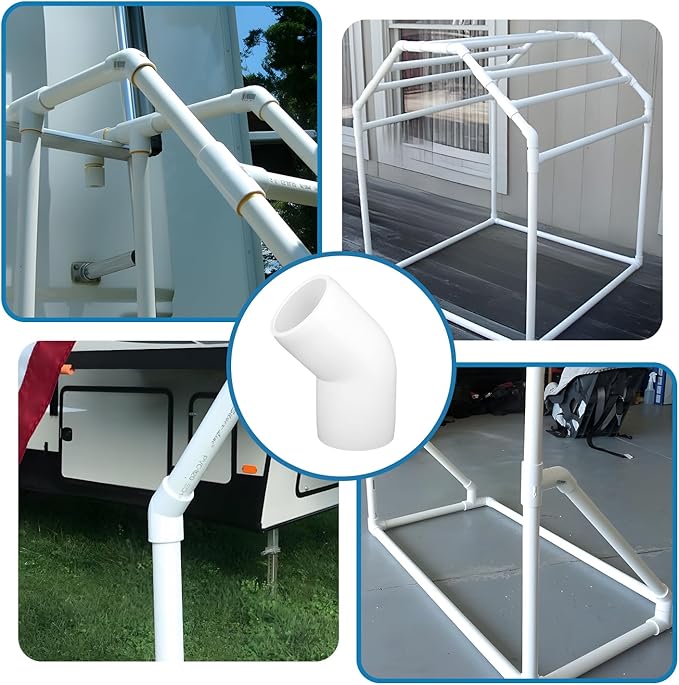 1/2" PVC Pipe Fittings, 45 Degree PVC Elbows, Furniture Grade, DIY Shelf Garden Support Structure Storage Frame, White (pack of 20)