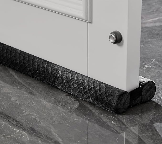 Premium Velvet Door Draft Stopper, 30'' to 36'' Adjustable Gap Filler, Double-Sided Windproof Seal, Easy Install to Block Noise, Cold Air, Light, Dust, and Drafts