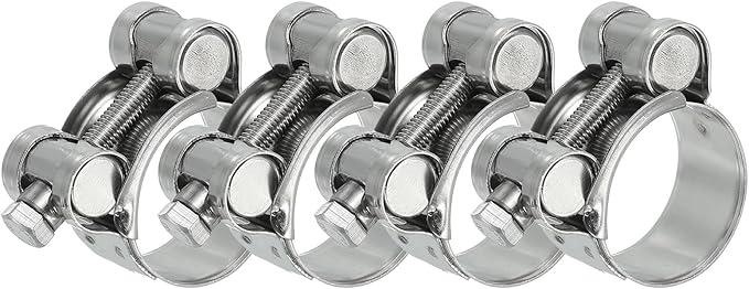 PATIKIL 26-28mm T-Bolt Hose Clamp, 4 Pack Intercooler Pipe Tube Clamps 304 Stainless Steel Radiator Hose Clamp for 1.02"-1.1" Pipe