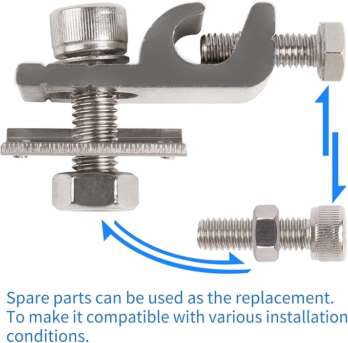 8Sets Solar Panel Photovoltaic Bolt-On Coupling Earthing Ground Lug Cable Clamp Ground Clamp with Lay in Lug for Bare Wire and Pipe