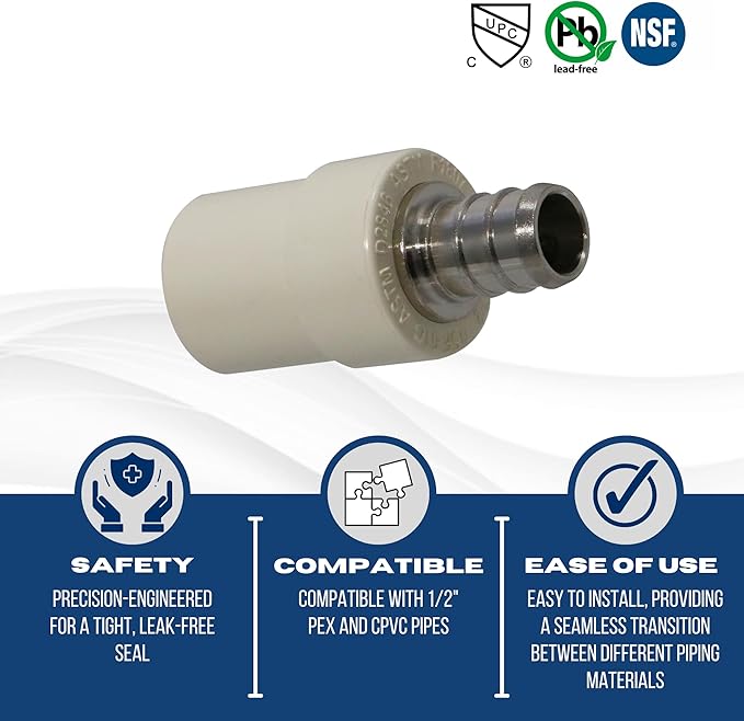 XFITTING 1/2 inch Inch Pex x 1/2 inch Inch Pex CPVC Transition Coupling, 3-3-1=5XX, 5 Pieces