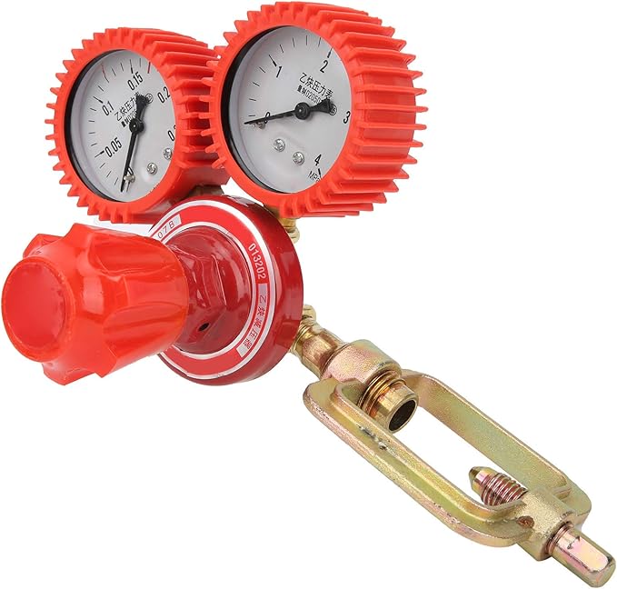 Pressure Reducing Valve Alloy Steel Acetylene Pressure Reducer YQE03A G58in 12mh for Welding Torch and Gas Cutting Tools Red 8mm