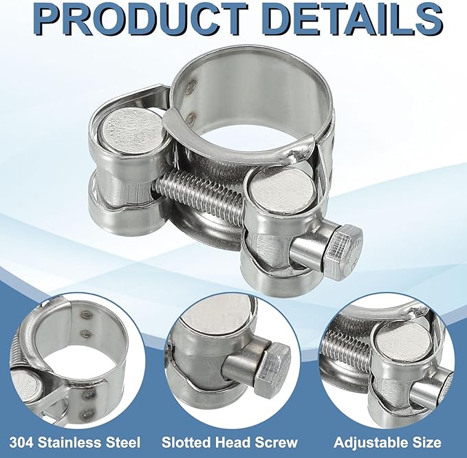 PATIKIL 20-22mm T-Bolt Hose Clamp, 4 Pack Intercooler Pipe Tube Clamps 304 Stainless Steel Radiator Hose Clamp for 0.79"-0.87" Pipe