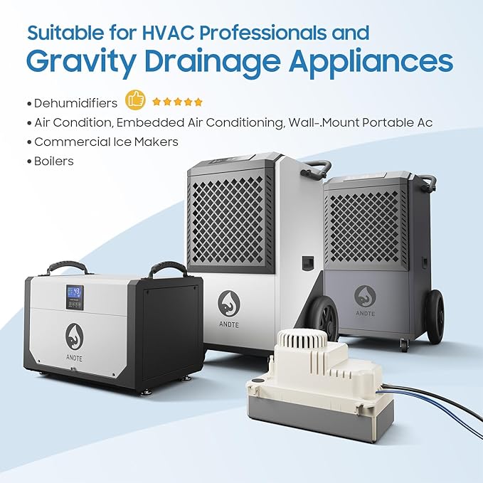 Automatic Condensate Pump HVAC/R Equipment Water Removal Pump AC Condensate Removal for Air Conditioner, Dehumidifier, 115-Volt, 60 Hz, 1/16 HP