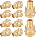 10-Pack HeSun Copper Press Fitting Adapter,3/4" PRESS X 3/4" PEX F1807 Crimp Coupling, LF Brass(PEX1807346)