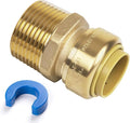 3/4" PTC to 1" NPT Male Reducing Adapter Push-Fit, Push to Connect Brass Plumbing Fitting for Copper, CPVC, PEX Pipes, With Upgraded Stiffener, Disconnect Clip Included, NSF & UPC Certified