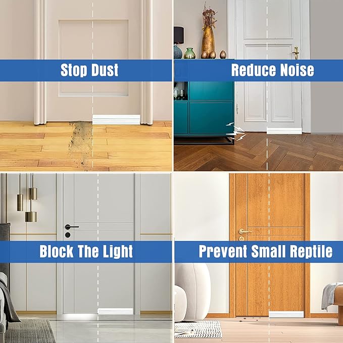 [New Upgrade] Huge Gap Door Draft Stopper, 3.4" W Widened Door Sweep Seal Gap Up to 1.8" for Interior & Exterior Doors - Keeping Draft, Noise, Dust and Unwanted Animals Out,3.4" W x 39" L,White-2PACK