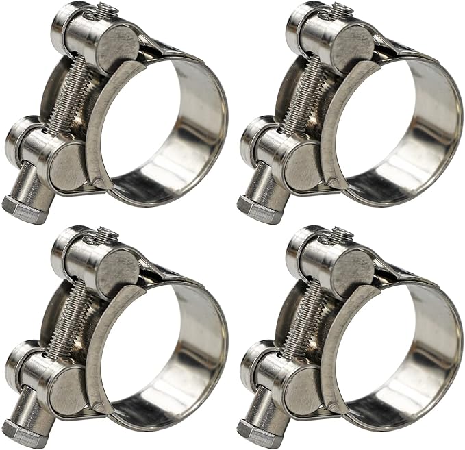 AKIHISA T-Bolt Hose Clamp,17-19mm OD Range 304 Stainless Steel Pipe Strap Clamp, Adjustable Heavy Duty Tube Clamp (4Pack, 0.67" to 0.75")