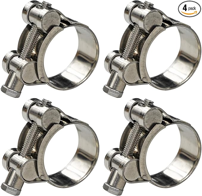 AKIHISA T-Bolt Hose Clamp,40-43mm OD Range 304 Stainless Steel Pipe Strap Clamp, Adjustable Heavy Duty Tube Clamp (4Pack, 1.57" to 1.69")
