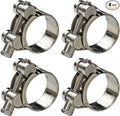 AKIHISA T-Bolt Hose Clamp,52-55mm OD Range 304 Stainless Steel Pipe Strap Clamp, Adjustable Heavy Duty Tube Clamp (4Pack, 2.05" to 2.17")