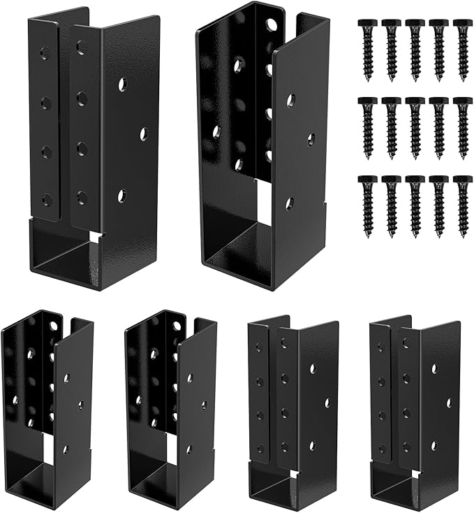 Concealed Joist Hanger (6 Pack), 2"x6" Outdoor Concealed-Flange Joist Bracket with Screws, Q235B Steel Powder Coated Concealed Mount Light Joist Hangers for 2"x6" Beam, Swing, Handrail, Fence