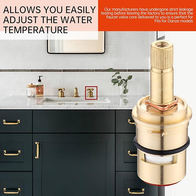 Faucet cartridge replacement compatible with DA507071W Ceramic Disc Cartridge Round Stem-Hot