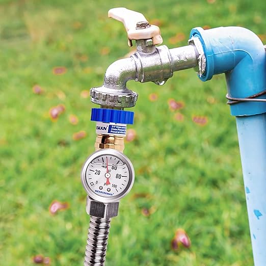MEASUREMAN Brass Water Pressure Regulator, Garden Hose Pressure Reducer, RV, Camper, Trailer, Garden, Plumbing System 2 Pack