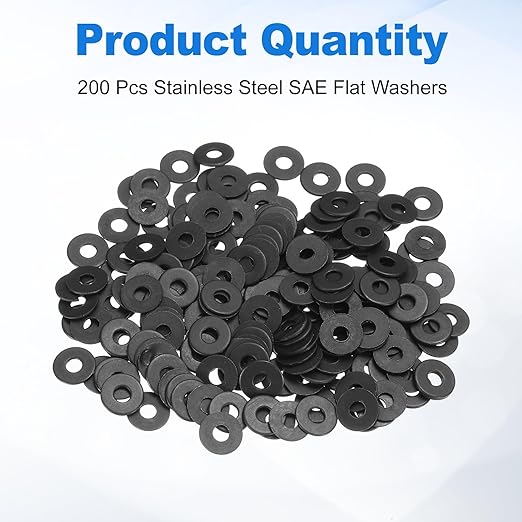uxcell 200Pcs M3 Fender Washers, Carbon Steel Flat Washer 9mm OD, 0.8mm Thickness, Metal Gasket for Screws and Bolts, Black Oxide