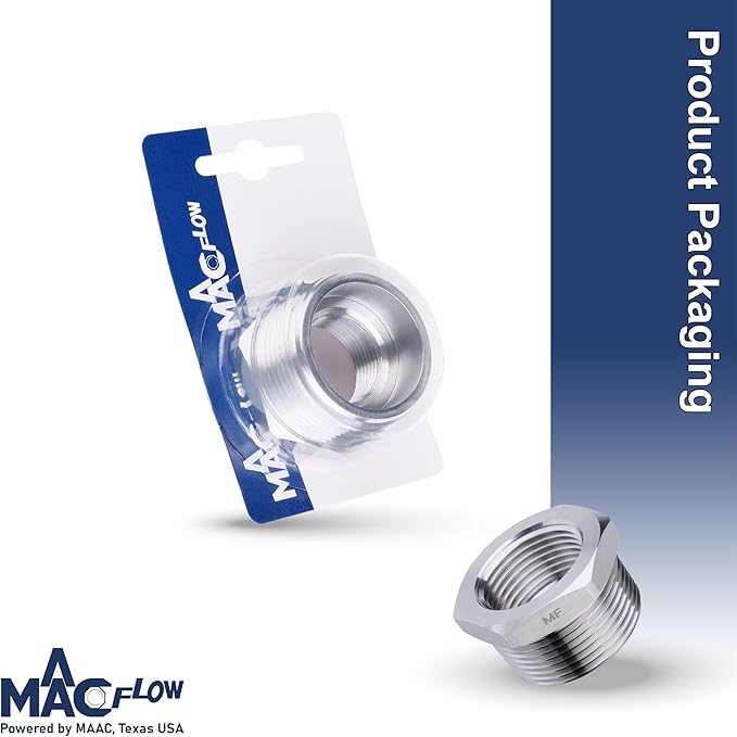 MAACFLOW Stainless Steel 1-1/4" Male NPT to 3/4" Female NPT Adapter Reducer Hex Bushing (Thread OD 1.62" - ID 0.92") (Pack of 1)