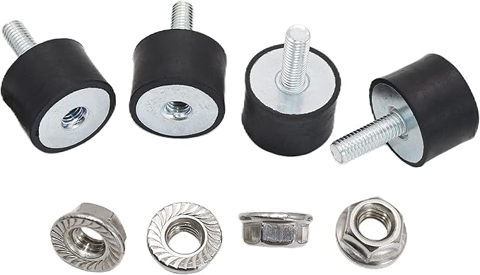 4 Pcs M8 30 x 20 mm Rubber Isolator Mounts Single Stud Shock Absorber with 4 Pcs Locknuts, Cylindrical Anti Vibration Isolation Damping Mounts for Compressors Pumps Generators Motor Engines
