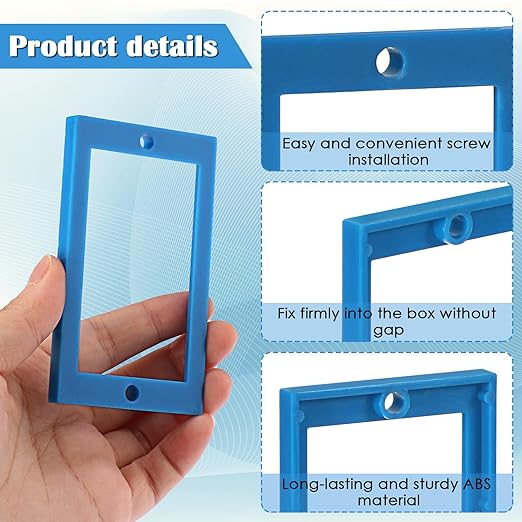 OwnMy 4PCS 1/4" Electrical Outlet Box Extenders, 1 Gang Electric Box Extenders with 8 Screws, Single Gang Receptacle Outlet Extenders for Electrical Box and Power Socket Switch, Blue
