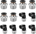12 Pcs Push to Connect Fittings 5/16 Inch Tube OD x 3/8 Inch NPT Thread Pneumatic Male Straight and Elbow Quick Connect Air line fittings
