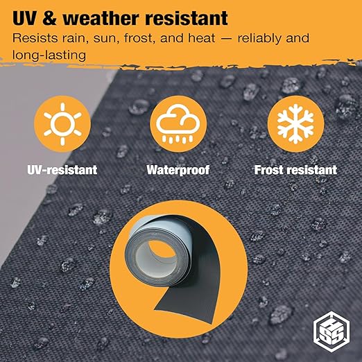 HSS Butyl Sealant Tape R2+ Reinforced EPDM, Strong, Waterproof, airtight, Weather Resistant Seal Tape for Joints, Roofs, Windows, Black, 4 inch x 50 feet