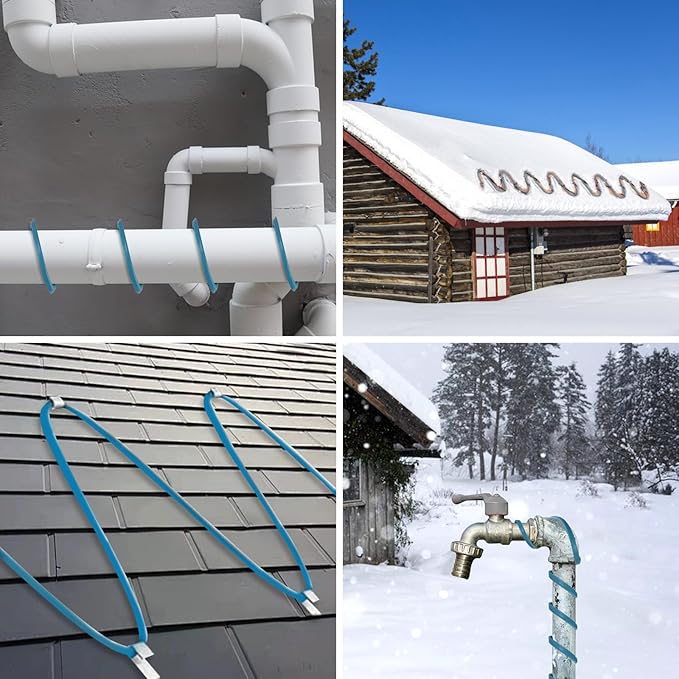 YAMIAOMAO Heat Tape for Water Pipes,30 Ft Blue Self-Regulating Heat Tape,-40°F Deicing Heat Tape,Prevent Water Pipes from Freezing,Heat Tape Water Pipes Suitable For Outdoor Water Tanks Of House