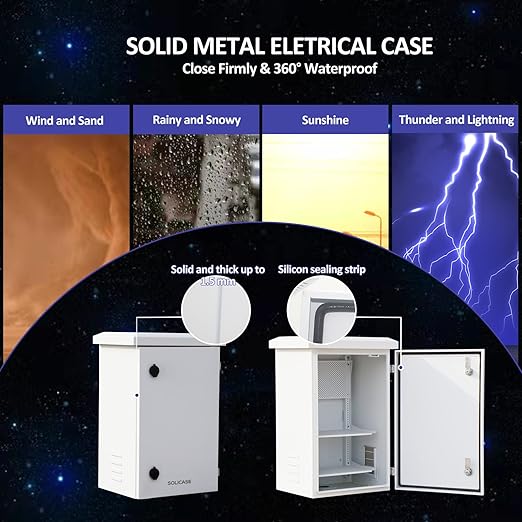 Outdoor Galvanized Electrical Enclosure Box, 24 * 16 * 12 inches IP Weatherproof Floor-Standing Electrical Cabinet…