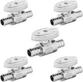5-PCs HeSun Pex Barb Crimp Straight Stop Valve, 1/2" PEX x 1/2" PEX Straight Stop, 1/4 Turn Shut Off Valve for Bathroom, ASTM F1807(VALVE105-5)
