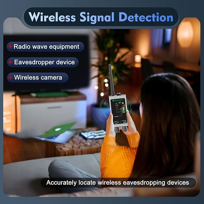 JMDHKK M8000 Hidden Camera Detector, Bug Detector,Camera Finder, Signal Detector for Hotels, Travels, Vehicles, Offices, Public Fitting Rooms (Silver)
