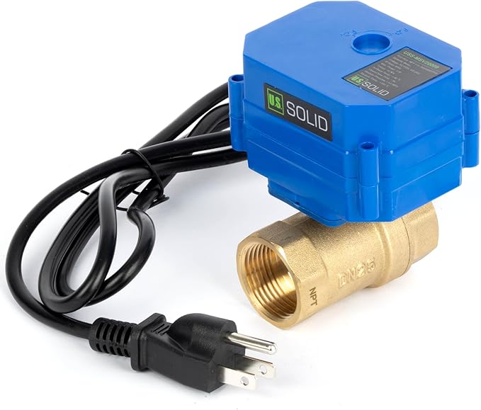 U.S. Solid 1" NPT Motorized Ball Valve with US Plug 110VAC Brass Electrical Ball Valve,Auto Return, Normally Closed, IP65