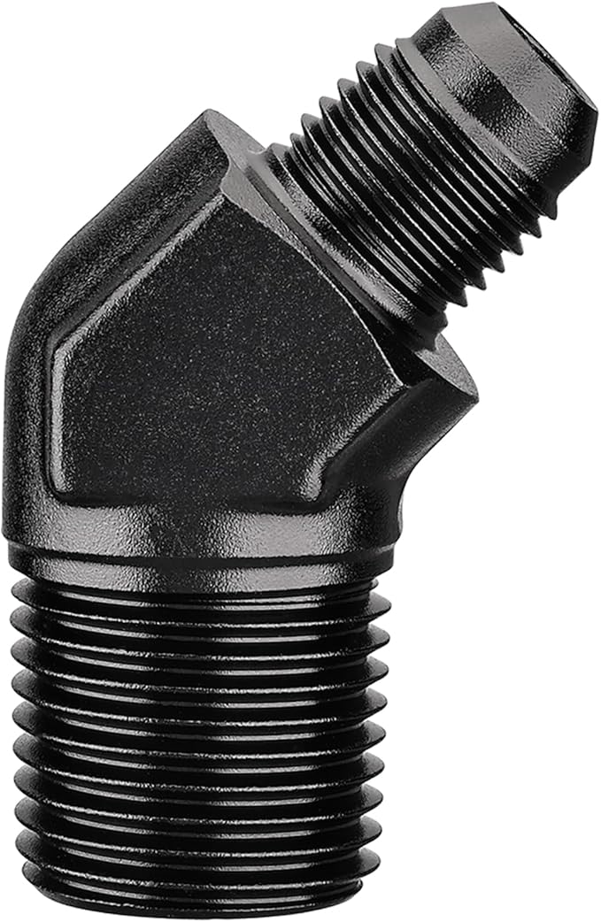 EVIL ENERGY 6AN Male Flare to 1/2" NPT Pipe 45 Degree Fitting Adapter Aluminum Black