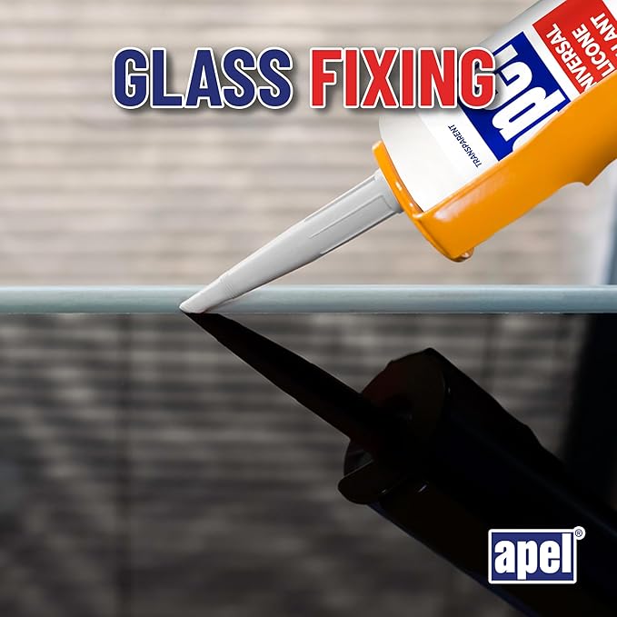 apel All Purpose Clear Silicone Sealant Waterproof (1 x 10.5 fl.oz.), 100% Silicone Caulk, Weatherproof & Flexible Adhesive Sealant for Indoor and Outdoor Use, Transparent - 1 Pack