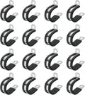 uxcell 1"(25mm) Cable Clamp, 304 Stainless Steel Rubber Cushioned Insulated R Shape Metal Clamp Tube Holder for Pipe Hose Wire Cord Installation 18Pcs