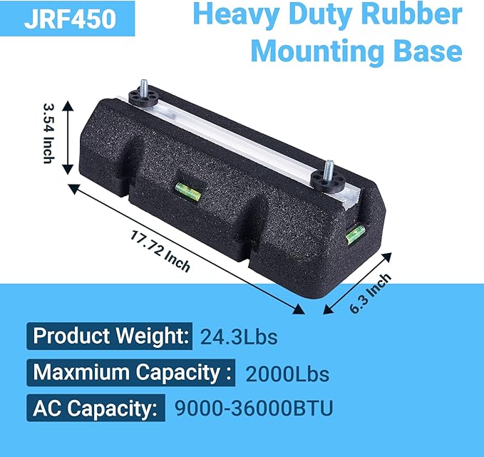 Floor Mounting Base Kit Mini Split Air Conditioning Systems, Heavy-Duty Condenser Pad for AC Condensers Heat Pump System, Rubber Anti-Vibration Pads Outside 2000lbs 9000-36000BTU