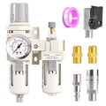 TAILONZ PNEUMATIC 1/2 Inch NPT Air Filter Pressure Regulator Water/Oil Trap Separator Combo(0-145PSI),Air Tool Compressor Filter with Gauge AC4010-04(Manual Drainage)