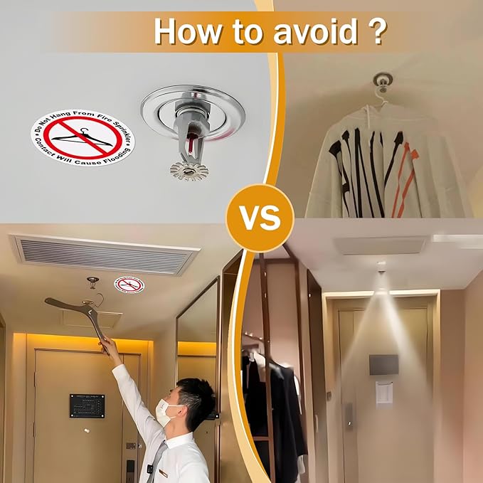 50 PCS Do Not Hang from Fire Sprinkler Sign,3 inch Super Adhesive Vinyl Stickers