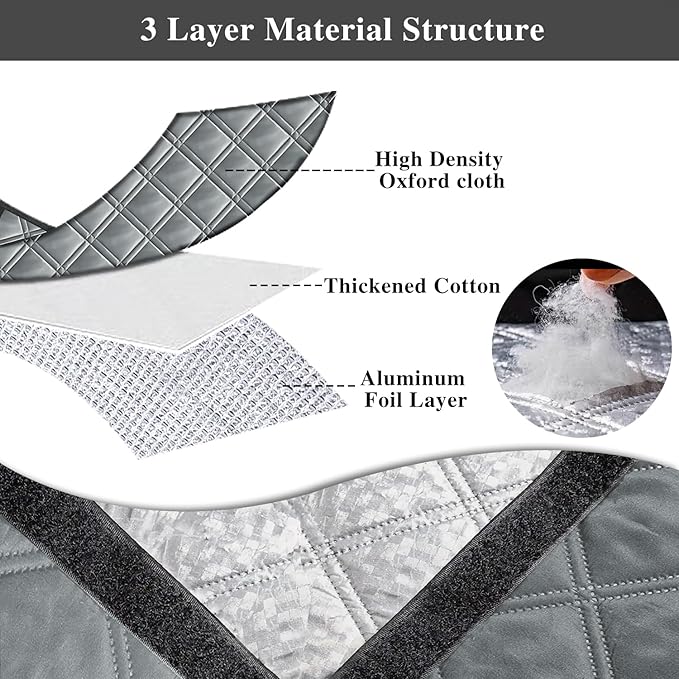 Gulrear 67"x59" Window Insulation Kit for Winter,3Layer Thermal Window Insulation Cover for Winterizing to Block Cold Drafts and Insulates,Features Velcro for Adjustable Fit for RV,Indoor Window