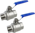 1" Male to Female Thread Full Port Ball Valves NPT 304 Stainless Steel for Water Oil Gas WOG1000 (Pack of 2)