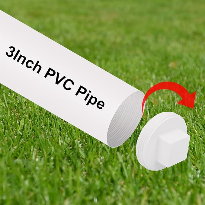 6Pack 3 Inch PVC Male Threaded Pipe End Cap 3" PVC Pipe Male Thread Plug Adaptor SCH40 NPT Plug Pipe Fitting for Plumbing Water Line